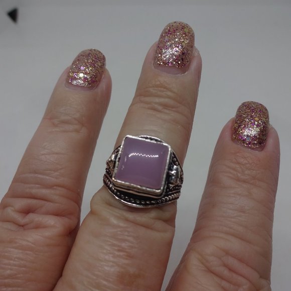 Whimsical "PINK QUARTZ" POISON BOX Handmade Sterling Ring Size 8.5 #254A - Picture 4 of 4